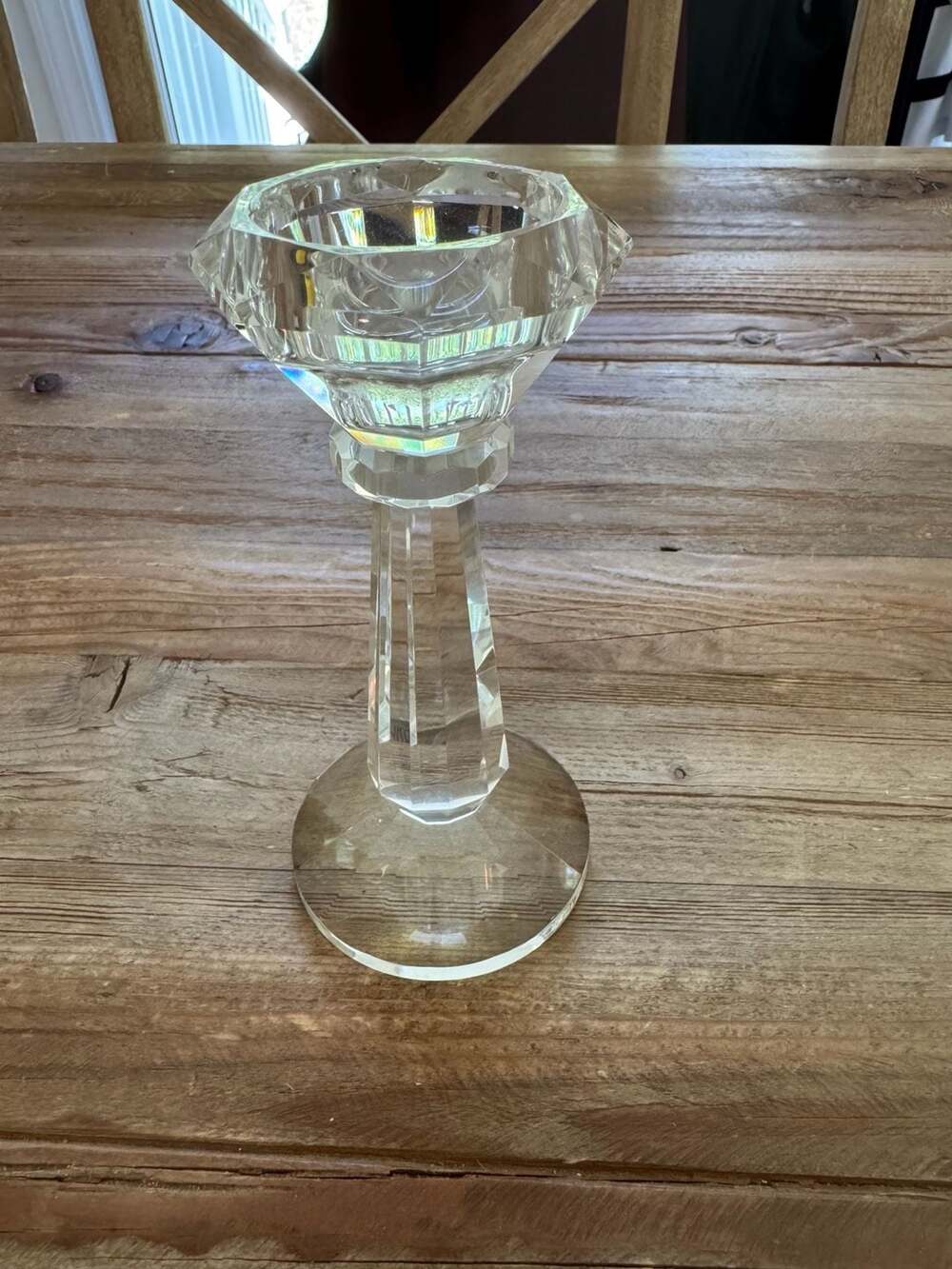 Oleg Cassini Faceted Crystal Taper Candle Holder